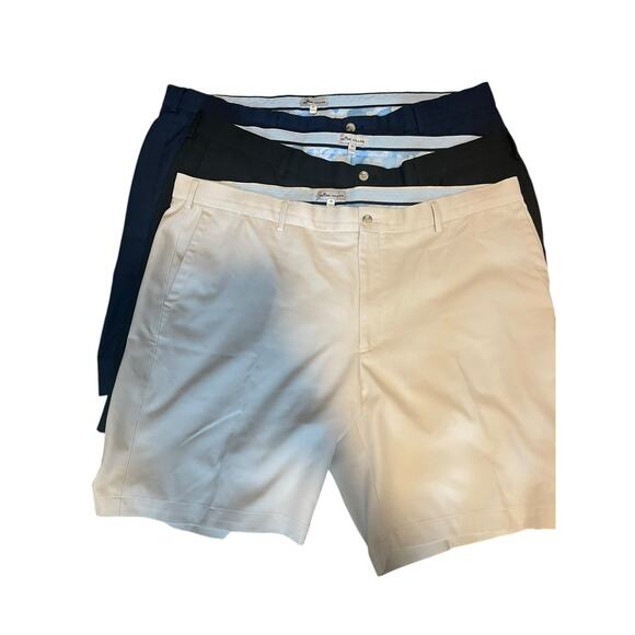 3 Pair lot of Peter Millar Crown Sport Shorts Mens 35 Beige Blue Golf Stretch